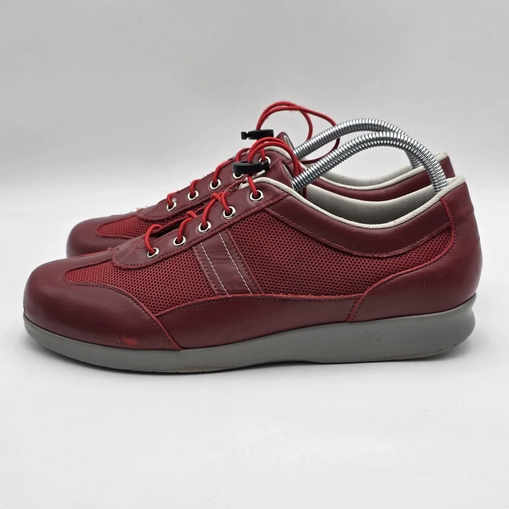 SAS Mesh Walking Shoes Sneakers Womens Size 11 W Red Leather Orthotic SEE PHOTOS